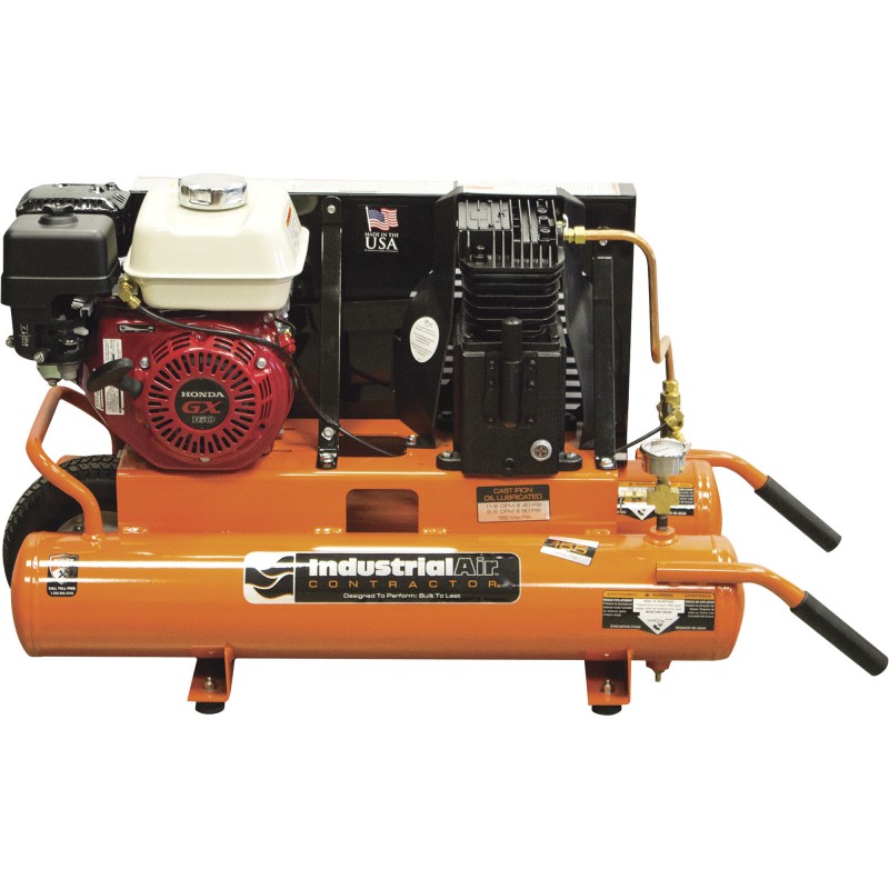 Industrial Air Gas-Powered Wheelbarrow Air Compressor - 5.5 HP Honda Engine, 8-Gallon
