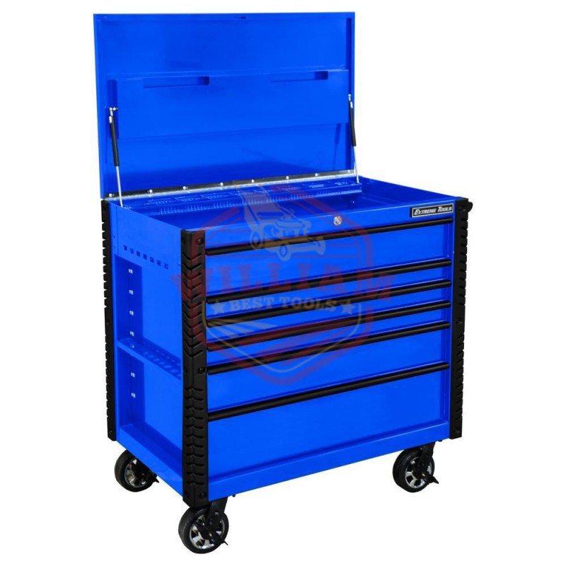 Extreme Tools 72 DX Series 17-Drawer Roller Cabinet w/Hutch - Blue w/Black  Drawer Pulls