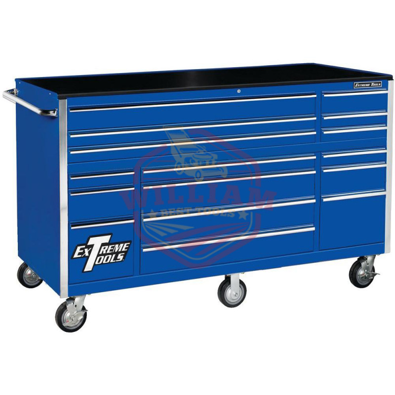 Extreme Tools 72 In. 19 Drawer Roller Cabinet, Blue