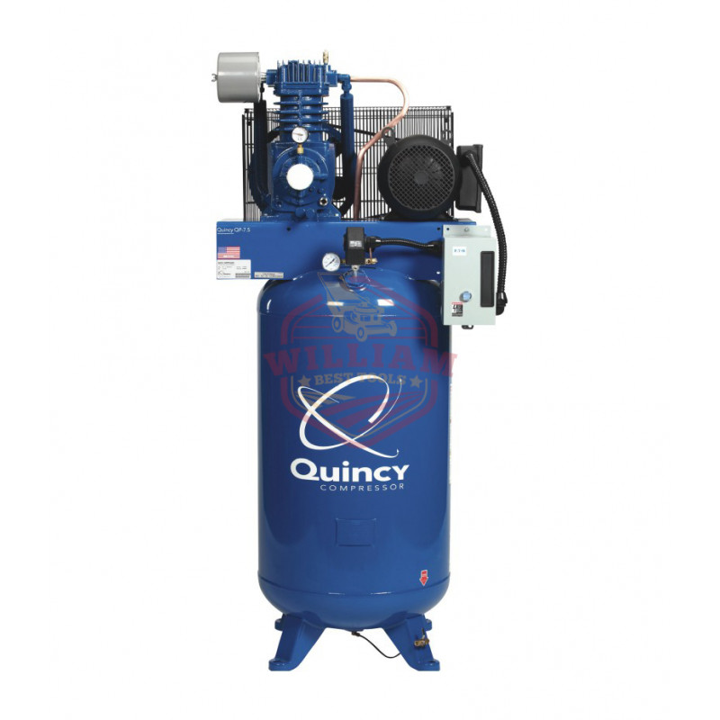 Quincy QP-7.5 Pressure Lubricated Reciprocating Compressor - 7.5 HP, 230 Volt, 1 Phase, 80-Gallon Vertical