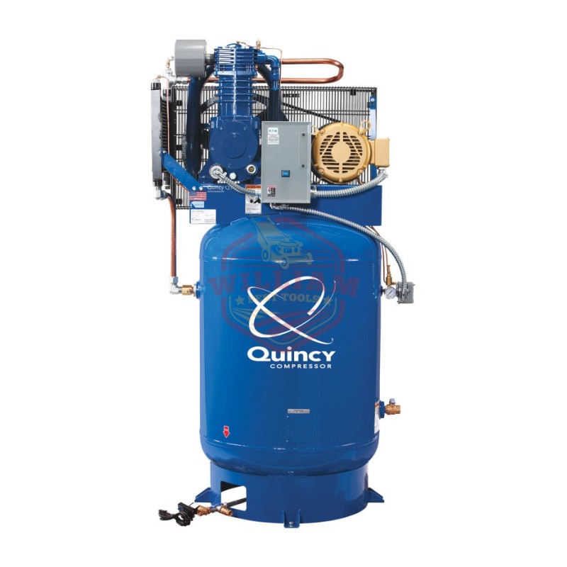 Quincy QT-10 Splash Lubricated Reciprocating Air Compressor - 10 HP, 208/230/460 Volt, 3 Phase, 120-Gallon Vertical Tank