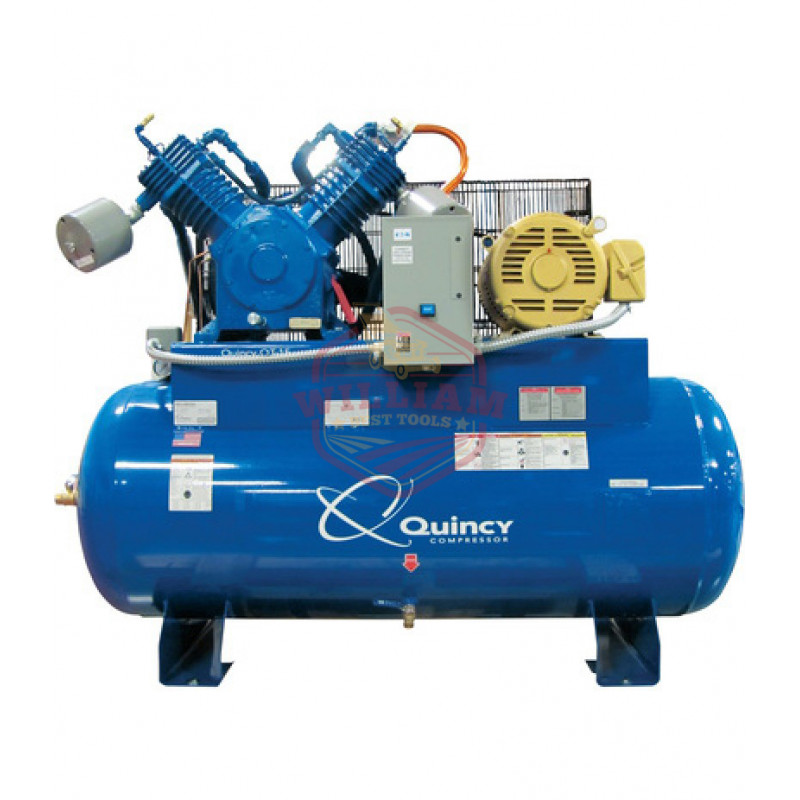 Quincy QT-15 Splash Lubricated Air Compressor with MAX Package - 15 HP, 230 Volt, 3 Phase, 120 Gallon Horizontal