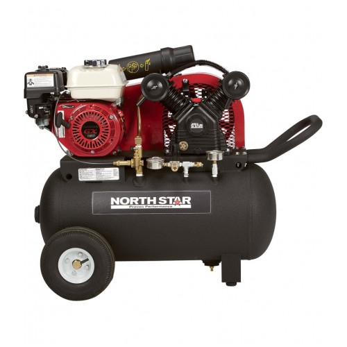 NorthStar Portable Gas-Powered Air Compressor - Honda 163cc OHV Engine, 20-Gallon Horizontal Tank, 13.7 CFM 90 PSI
