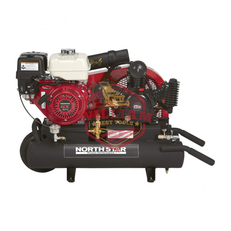 NorthStar Gas-Powered Air Compressor - Honda GX270 OHV Engine, 8-Gallon Twin Tank, 14.9 CFM 90 PSI