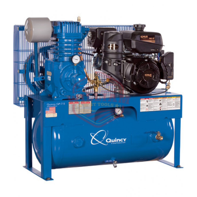 Quincy QP-7.5 Pressure Lubricated Reciprocating Air Compressor - 14 HP Kohler Gas Engine, 30-Gallon Horizontal